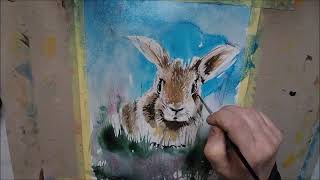 Aquarell Hase  Ostermotiv little rabbit watercolor [upl. by Adnarom]