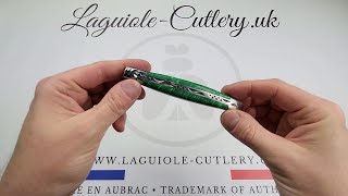 Laguiole Pocket Knife Malachite Stone  Laguiole UK [upl. by Adnorrehs630]