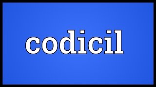 Codicil Meaning [upl. by Ahsenit]