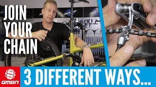 3 Different Ways To Join Your Chain  Mountain Bike Maintenance [upl. by Sallee]