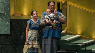 Statement and poem by Kathy JetnilKijiner Climate Summit 2014  Opening Ceremony [upl. by Nahtnanhoj438]