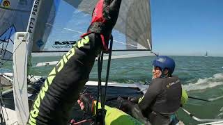 Nacra 20  ENE 1418 knots  spi to Oudeschild Round Texel 2023  2nd in our class  363 kmh [upl. by Eussoj]