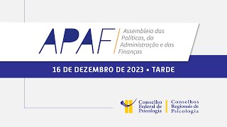 APAF  PERÍODO DA TARDE 16122023 [upl. by Attem462]