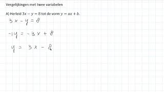 Vergelijkingen  Vergelijkingen met twee variabelen 3 HAVO [upl. by Odlaw88]