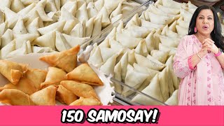 Making 150 Samosay for Iftar Tips amp Folding Technique Keema Samosa Recipe for Ramadan 2024  RKK [upl. by Meriel]