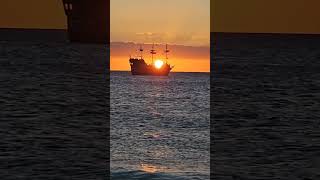 Golden Hour at Clearwater Beach Pirate Ship Silhouettes in the Sunset pirates sunset beach [upl. by Keifer]