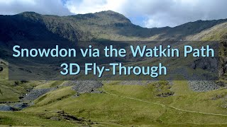 Hiking Snowdon via the Watkin Path  3D Aerial FlyThrough of the Route [upl. by Orola]