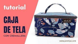 Como hacer una caja o maletin de tela con tapa cremallera y asa  Tutorial Jan et Jul [upl. by Eilesor]