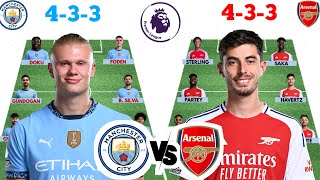 🚨 MANCHESTER CITY VS ARSENAL HEAD TO HEAD POTENTIAL STARTING LINE UP  433 VS 433 EPL 202425 [upl. by Arel]