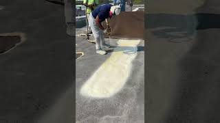 Spray Foam Recoat Installation roofing sprayfoam shorts construction [upl. by Kinchen]