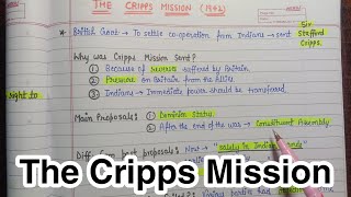 The Cripps Mission 1942  Handwritten Notes National Movement Modern India An Aspirant [upl. by Raddy51]