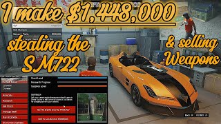 I make 1400000 stealing the SM722 and selling a full load of bunker weapons  GTA 5 Online [upl. by Kerge675]