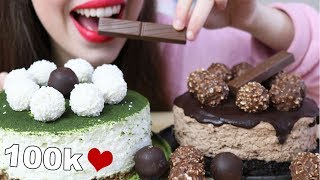 ASMR NUTELLA CHEESE CAKE  MATCHA CAKE Eating Sounds No Talking [upl. by Hallett529]