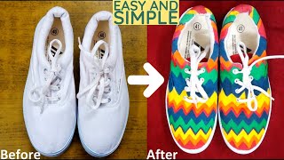 Convert White Canvas Shoes to Colorful New Ones Using Acrylic Paint [upl. by Tallia]