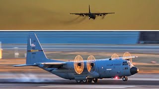 USAF Lockheed C130H Hercules 961008 Smokey Landing  Minneapolis St Paul [upl. by Nevyar]