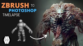 ZBrush to Photoshop Timelapse  Mutant Abomination Concept [upl. by Tristis]