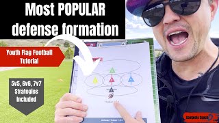 Youth Flag Football Tutorial  Most Popular Defense Formation 5v5 6v6 7v7  Top Defense Techniques [upl. by Wenda]