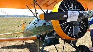 Great Engine Sound of a 285hp Housai radial engine on a replica Boeing P12C [upl. by Parnell]