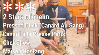 Canard a la Presse  Pressed Duck Canard Au Sang 2 Stars Michelin Chef Show in Paris France [upl. by Asselim]