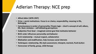 Adlerian Therapy NCE prep [upl. by Ocer]