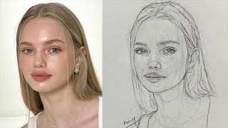 Learn to draw a beautiful girls face step by step using the Loomis method [upl. by Archangel823]