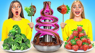 Chocolate Fountain Fondue Challenge  Edible Battle by Multi DO Challenge [upl. by Wadell]