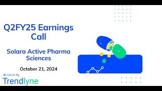 Solara Active Pharma Sciences Earnings Call for Q2FY25 [upl. by Niryt]