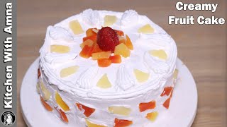 Creamy Fruit Cake Recipe Without Oven  2020 Eid Recipes  Kitchen With Amna [upl. by Notanhoj]