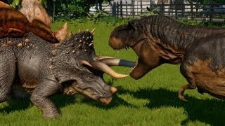 Jurassic World Evolution  TRex amp Stegoceratops Breakout amp Fight 1080p 60FPS [upl. by Oneill]