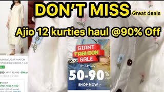 Shocking prices 90 Off  Ajio giant sale must must try ajio 12 kurties haul  Avaasa amp Ritya [upl. by Hett]