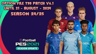 OPTION FILE T99 PATCH V61 UNTIL 21  AUGUST  2024  PES 2021 [upl. by Elleneg]