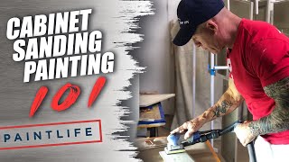 Flat Sanding cabinet doors Cabinet Painting 101 [upl. by Marpet603]