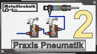 Praxis Pneumatik 2 – Reihenschaltung von Wegeventilen für die UNDFunktion [upl. by Aramen]