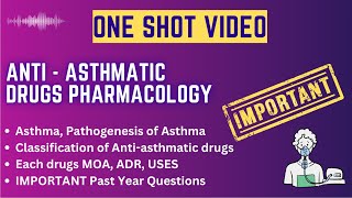 Anti asthmatic Drugs In One Shot  Pathogenesis Of Asthma  Classification Of Antiasthmatic drugs [upl. by Halueb]