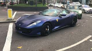 Luxury Navy Blue Ferrari 812 GTS Novitec Supercar Exhaust Sound amp Rev  London Supercars  WDK [upl. by Acirretahs]