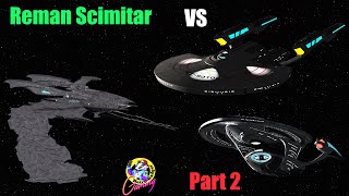 Reman Scimitar VS USS Enterprise F amp USS TitanA  Star Trek Ship Battles  Bridge Commander [upl. by Acinat733]