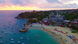 Full beach from Punta Zicatela to Playa Principal at sunset Puerto Escondido Mexico Mexican tours [upl. by Onairpic]