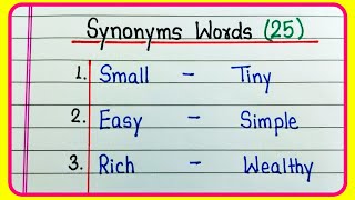 25 Synonyms Words in English  Synonyms Words  Easy and useful Synonyms Words  Synonyms in English [upl. by Midge]