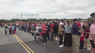 Thousands flock to Macon Georgias Atrium Health Amphitheater for Trump rally [upl. by Eladnek298]