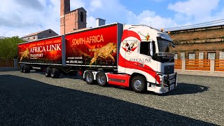 ets2 149  Volvo fh16mod  afrit tautliner trailer  bdouble link trailer mod ets2 buses zimbabwe [upl. by Aneerbas]