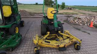 John Deere Front Mount Mowers F935 vs 1445 [upl. by Eelnodnarb701]