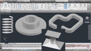 AutoCAD 3D Tutorial for Beginners  3 of 3  AutoCAD Revolve Sweep Spring amp Loft Command [upl. by Gomer]