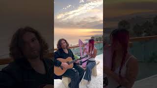 some pretty sounds w the prettiest view☀️💗 acoustic harp guitar sunset malibu [upl. by Nomelc]