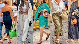 ITALIAN SUMMER FASHION 2024🇮🇹HOW TO LOOK GREAT IN HOT WEATHER ☀️ELEGANT SUMMER EVENING OUTFITS [upl. by Yadseut678]