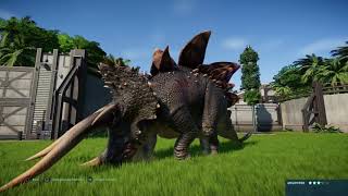 Jurassic World Evolution Indoraptor vs Stegoceratops Base Genome [upl. by Jereme]