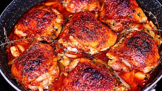 I Make This Easy Baked Chicken Thighs Recipe All The Time So Delicious [upl. by Nylteak]