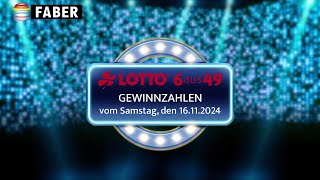 FABER Lotto · LottoGewinnzahlen vom Samstag den 16112024 [upl. by Enovaj]