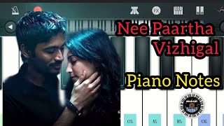 Nee Paartha Vizhigal  3 movie  Anirudh  Dhanush  Easy Piano Notes [upl. by Shumway]