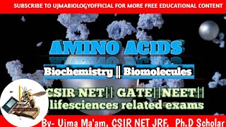 Amino ACIDS  Biochemistry  Biolmolecules  CSIR NET  GATE  NEET  COMPETITIVE EXAMS [upl. by Lovash]