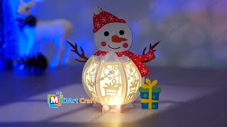 How to make Snowman Lantern V2 Shadow Box Light Box  DIY Christmas Decorations [upl. by Lucas600]